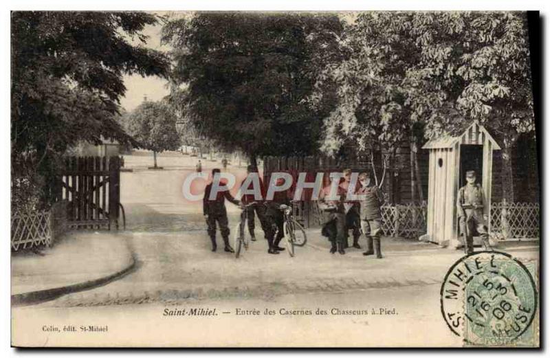 Postcard Old Army Barracks St. Mihiel Entree of hunters walk barracks