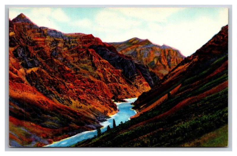 Snake River Hells Canyon Idaho ID Oregon OR UNP Chrome Postcard N25