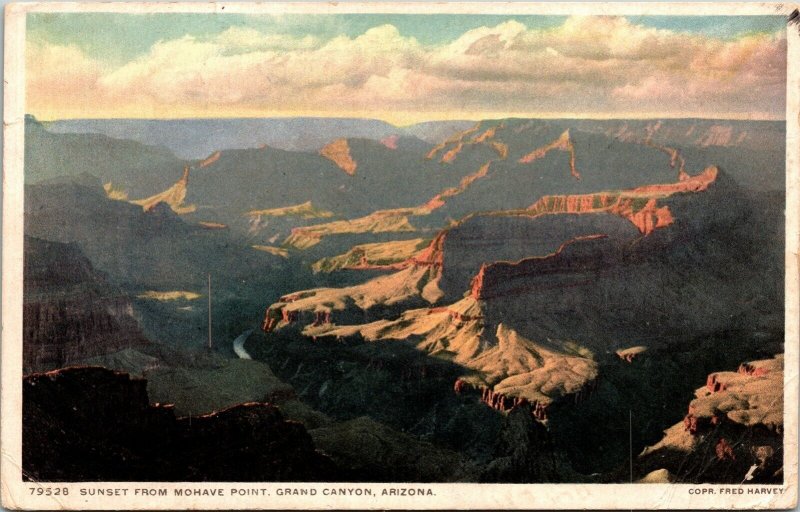 Sunset Mohave Point Grand Canyon Arizona AZ Antique Postcard DB PM Winslor WOB