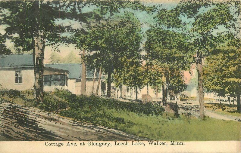 C-1910 Cottage Ave Glengary Leech Lake Walker Minnesota Postcard 21-5295