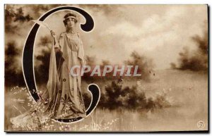 Old Postcard Fantaisie Letters Letter C