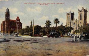 San Fernando Cathedral Plaza San Antonio Texas 1912 postcard
