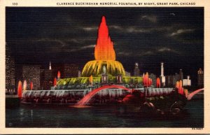 Illinois Chicago Grant Park Clarence Buckingham Memorial Fountain By Night Cu...