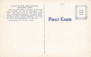 Dining Room, Colton Manor, Pennsylvania Ave., Atlantic City, NJ, Unused Postcard