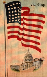 Washington D C United States Capitol With Old Glory 1941