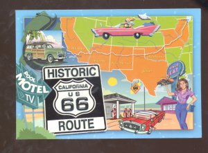 HISTORIC CALIFORNIA ROUTE 66 OLD CARS POSTCARD