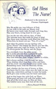 US MILITARY God Bless the Nurse WILKINS POEM Old Postcard