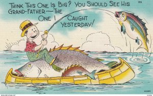 Exaggeration Fishing Comic Postcard , 30-40s : #4