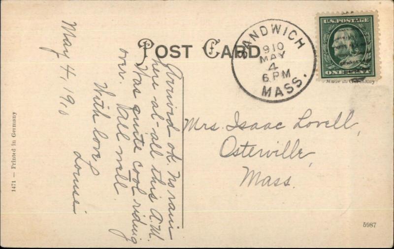 West Barnstable Cape Cod MA Center St. c1910 Postcard