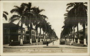 Colon Panama Royal Palms on Broadway Real Photo Postcard