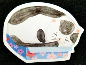 [AG] P372 Cat Painting Drawing Pet Cartoon Sleeping (postcard) *odd shape *New