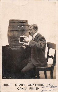 RPPC COMIC DRINKING BEER ALCOHOL MILITARY BAND STUDIO PHOTO POSTCARD 1907