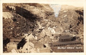 H15/ Black Hawk Colorado RPPC Postcard c40s Birdseye View Homes School