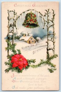 Wolf Postcard Christmas Greetings Ringing Bell Covered Berries Pasadena CA 1924