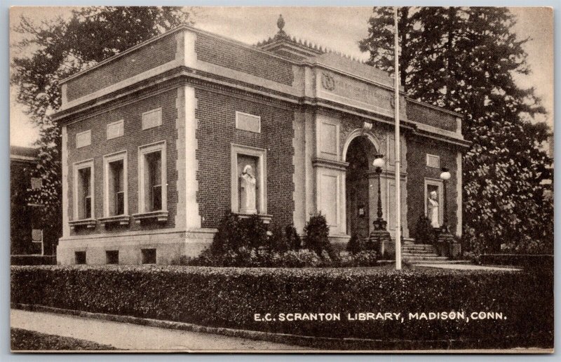 Vtg Madison Connecticut E C Scranton Library Postcard
