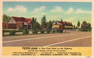 Alexandria VA-Virginia, Penn-Daw Hotel On The Highway Cottages, Vintage Postcard