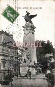 Paris Postcard Old Statue of Gambetta