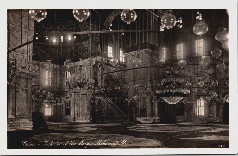 Egypt Cairo Interior of the Mosque Mohamed Ali Vintage RPPC C086