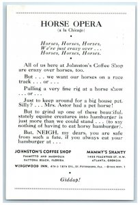 c1960's Johnston's Coffee Shop Horse Opera Daytona Florida FL Unposted Postcard