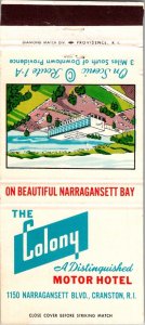 Vintage Matchbook Cover The Colony Motor Hotel Cranston, Rhode Island MB121
