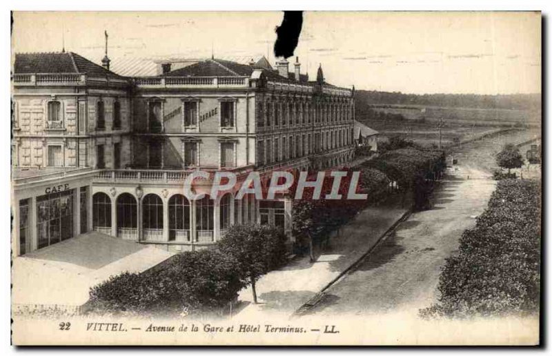 Old Postcard Vittel and Avenue de la Gare Hotel Terminus