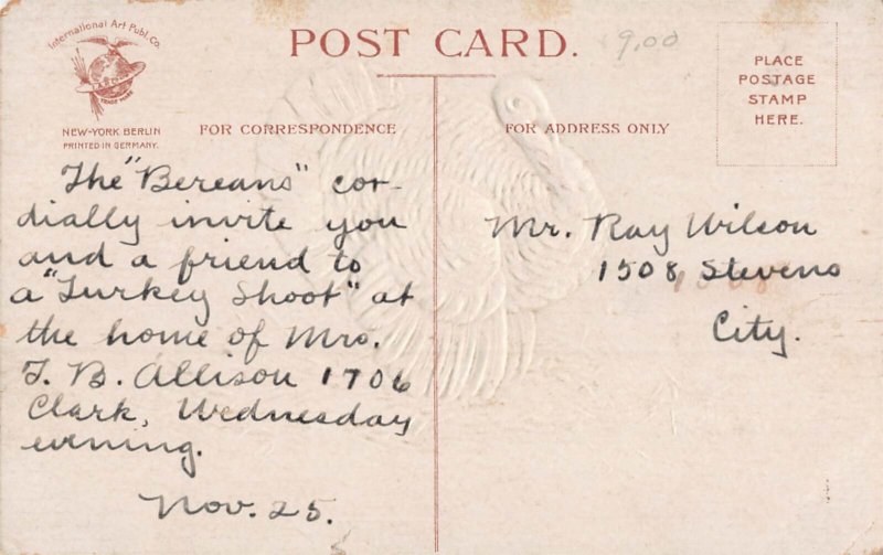 Clapsaddle strutting Turkey l Thanksgiving postcard clap06