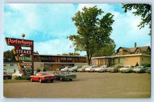 1983 Porterhouse Supper Club & Motel Restaurant Cars Portage Wisconsin Postcard