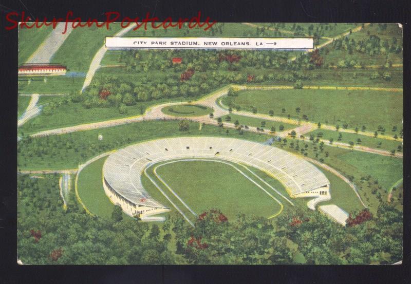 NEW ORLEANS LOUISIANA CITY PARK FOOTBALL STADIUM VINTAGE POSTCARD AERIAL