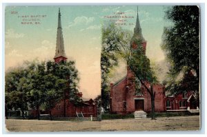 c1910 First Baptist & First Presbyterian Churches Building Rome Georgia Postcard