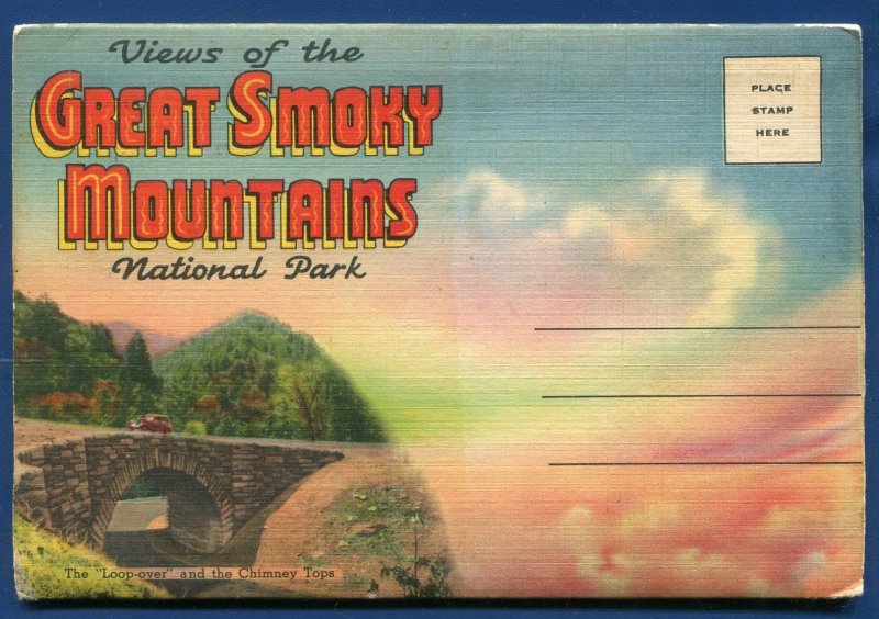 Great Smoky Mountains National Park Loop over North Carolina nc Postcard Folder 