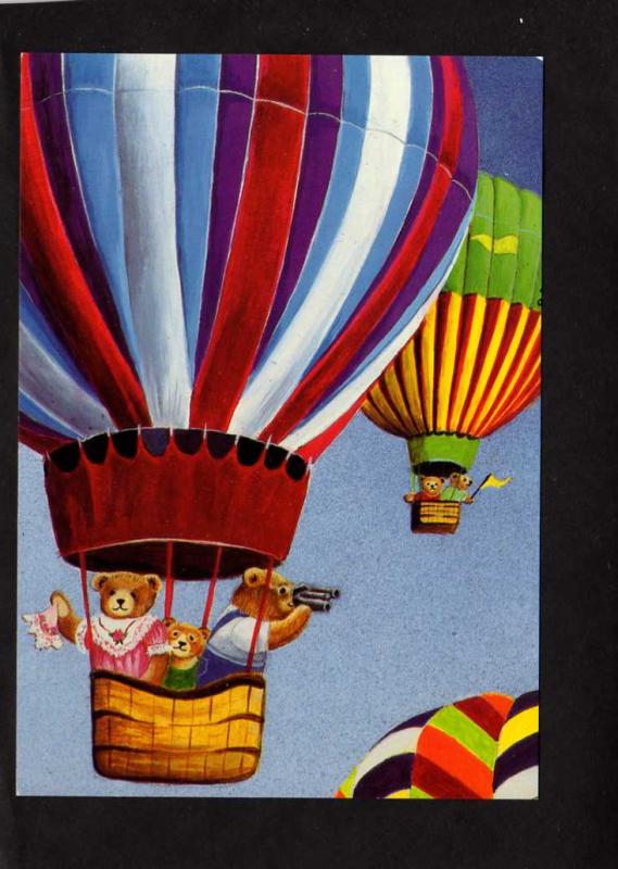 Hot Air Balloons Dressed Bears Dorie P Petrochko Artist Art Deco Postcard