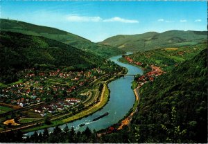 Das Neckartal Bei Heidelberg German Aerial Village River Bridge Vintage Postcard 