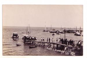 Real Photo, Many People at the Docks, Ferry and Other Boats, Port Lavaca, Texas