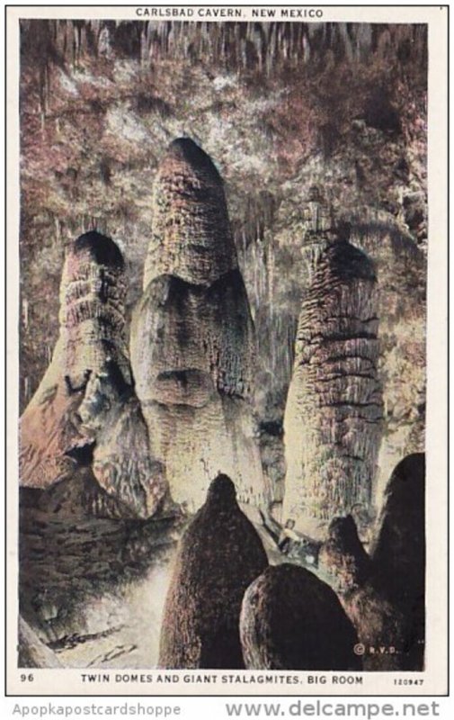 New Mexico Carlsbad Cavern Twin Domes And Giant Stalagmites Big Room