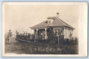 1916 House Scene Porch Lake City Minnesota MN  RPPC Photo Antique Postcard