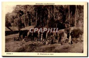 Elephants in India-India- Postal rest-card Old