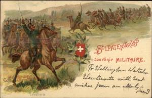 Swiss Army Gruss Aus Military Soldiers on Horses Soldaten Gruss Militaire PC