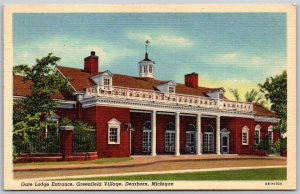 Vtg Dearborn Michigan MI Gate Lodge Entrance Greenfield Village 1940s Postcard