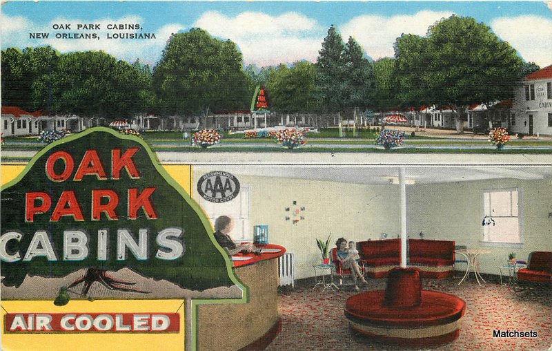 1940 S New Orleans La Oak Park Cabins E C Kropp Co Postcard 5156