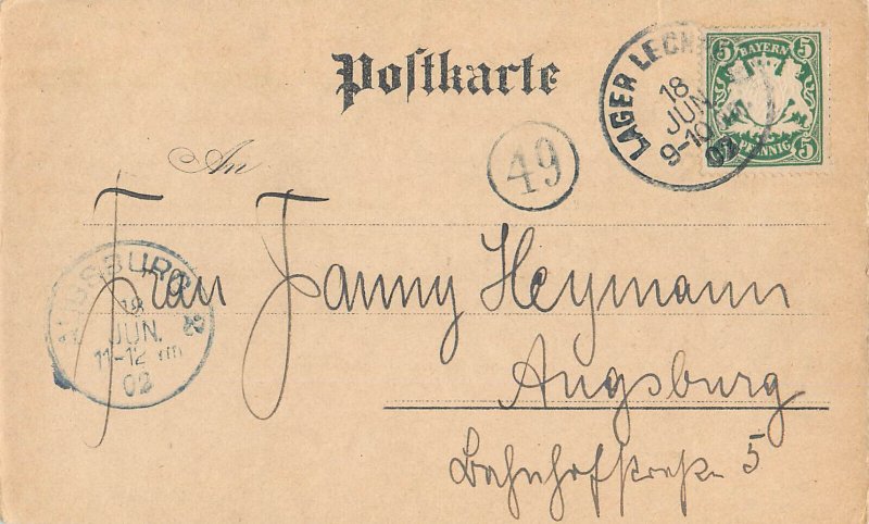 German soldier artist caricature 1902 Lager Lechfeld correspondence to Augsburg