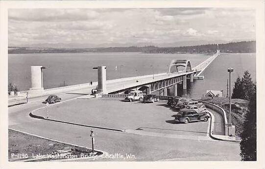 Washington Seattle Lake Washington Bridge Real Photo RPPC