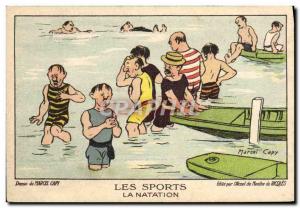 Old Postcard The swimming Ricqles