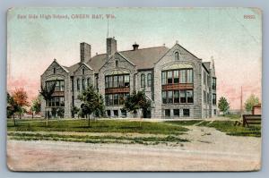 GREEN BAY WI EAST SIDE HIGH SCHOOL 1908 ANTIQUE POSTCARD