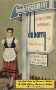 Du Barry, Boston, Mass, USA French Restaurants, Diners 1951 crease left top c...