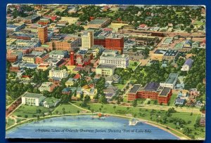Orlando Florida City Beautiful Airview Lake Estelle Eola Postcard Folder 