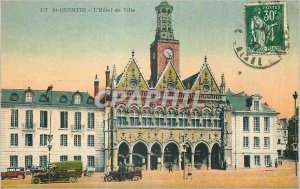Old Postcard St Quentin Town Hall Automotive