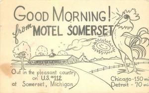 Artist impression 1955 Somerset Michigan Motel Roadside Postcard 12837