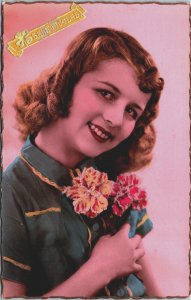 Lovely Young Woman Smile Vintage RPPC C214