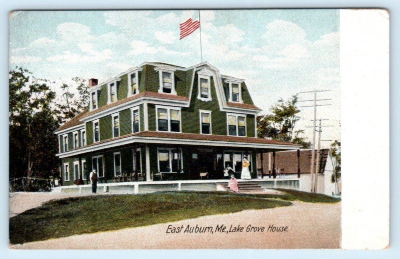 2 Postcards EAST AUBURN, Maine ME ~ LAKE GROVE HOUSE & View from Pier 1907 & UDB