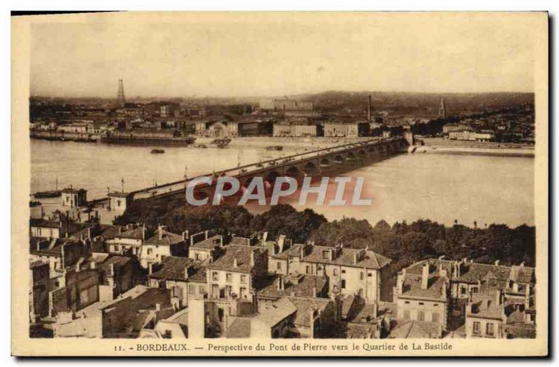 Old Postcard Perspective Bordeaux Du Pont De Pierre Vers Le Quartier De La Ba...